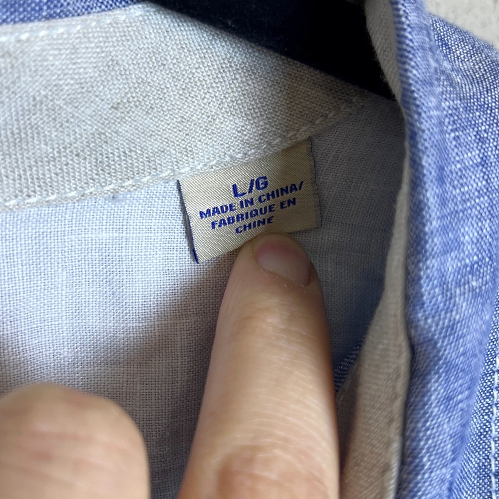 Tommy Bahama Linen Button Up Shirt Men's Size Large Blue - Picture 4 of 8